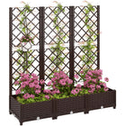 Outsunny - jardinière surélevée en plastique 47 po L x 16 po l x 48 po H avec treillis-Le treillis soutient les plantes grimpantes pour une croissance verticale
