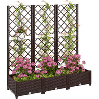 Outsunny - jardinière surélevée en plastique 47 po L x 16 po l x 48 po H avec treillis-Le treillis soutient les plantes grimpantes pour une croissance verticale
