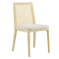 Modway Monarch Wood and Rattan Dining Side Chair - Antique White/Natural/Heathered Weave Ivory-Beech Wood Frame