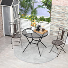 Outsunny Outdoor Patio 35" Round Steel Dining Table with Mesh Tabletop - Black-Mesh tabletop is quick drying after rain 