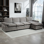 HOMCOM - Canapé en chenille en forme de L avec méridienne - gris-Le style moderne complète l’esthétique contemporaine du salon 