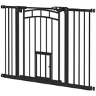 PawHut Pressure-Mounted Dog Gate Auto-Close for 29"-39.4" Wide - Black-Adjusts to fit openings between 29.1" - 39.4" (74-100 cm), for doorways, hallways and stairs