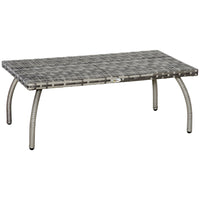 Outsunny - Table basse en rotin 35,4 po L x 19,7 po l, gris-Table en rotin élégante adaptée à la maison, au jardin, à la cour et à la véranda  