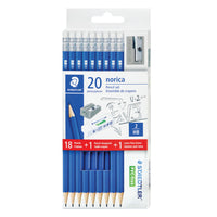 Staedtler - Norica crayons en bois #2 (HB) avec taille-crayon e gomme - Paquet de 20-Crayons en bois #2 (HB), Pré-taillés