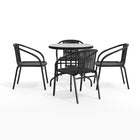 Table ronde en verre et en métal 28 po avec bordure en rotin noir et 4 chaises empilables en rotin noir (TLH-087RD-037BK4-GG)-6