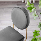 Modway Craft Performance Velvet Dining Side Chairs - Gold/Grey - 2 Pack-Chair Weight Capacity: 330 lbs.