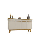 Manhattan Comfort Yonkers 62.99" Mid-Century Modern Sideboard - Off White and Cinnamon-Home Assembly Required. All Hardware Included