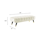 Modway Adept 60" Performance Velvet Bench - Ivory-Performance Velvet Upholstery