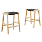 Modway - Saoirse Tabouret de comptoir en corde tissée en bois - Noir naturel - Ensemble de 2-Corde tressée