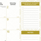 Blueline 2027 12-Month Gold Collection Monthly Desk Pad Calendar - 22" x 17" - Classic Gold - Bilingual-Reinforced chipboard backer