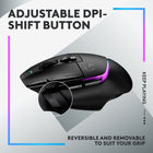 Logitech G502 X PLUS LIGHTSPEED Wireless RGB Gaming Mouse - Black-Redesigned DPI-shift button: This cordless optical gaming mouse features a reversible and removable DPI-shift button for precise customization depending on your grip and preference