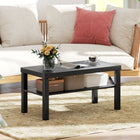 HOMCOM 2 Tier Coffee Table with Storage Shelf for Living Room - Black-Colour: Black