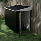 Outsunny Lean-to Outdoor Shed with Lock - 4' x 8' - Dark Grey-Sloped roof prevents water accumulation 