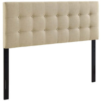 Modway - Emily Tissu rembourré Tête de lit Queen, Beige-Tête de lit élégamment touffée à boutons
