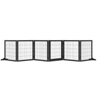 PawHut - Barrière pour animaux en bois autoportante avec 6 panneaux, 2 pieds de soutien - noir-Fabriqué en bois de pin et en acier, il ajoute de la robustesse 