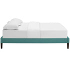 Modway Tessie Fabric Queen Bed Frame with Squared Tapered Legs - Teal-Center Rail with Support Two Legs