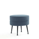 Manhattan Comfort - Bailey pouf capitonné en mélange de polyester style milieu du siècle 46 cm - bleu avec pieds noirs-Ottoman moderne du milieu du siècle parfait pour une utilisation dans le salon