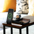 AXS Executive Tray 3-in-1 Wireless Charger - Brown -Charging mood light