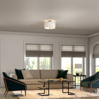 Hudson&Canal - Plafonnier encastré Ellis 16 po avec abat-jour en tissu - Noir mat/blanc-Matériel de montage inclus
