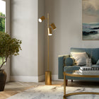 Hudson&Canal Dorset 3-Light Floor Lamp with Metal Shades - Brass/Brass-Includes an 8 foot cord, operated by 3 rotary socket switches