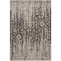 Modway - Ganesa Treillis floral en diamant vieilli Tapis de comédie 8 pi l x 10 pi L - Noir et beige-Tapis à treillis floral diamant vieilli