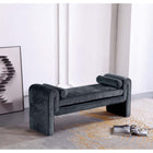 Manhattan Comfort - Banc moderne Concord 59" en tissu chenille - Noir-Cadre en bois de pin séché au four avec assemblages à tourillons et coins renforcés