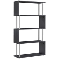 HOMCOM - Bibliothèque géométrique en bois à 5 niveaux pour salon - noir-Bibliothèque moderne en forme de Z offrant des étagères à plusieurs niveaux pour une exposition pratique 