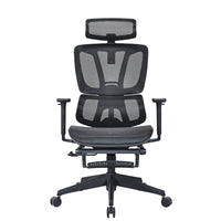 Motionwise - Chaise de bureau inclinable en filet à dossier haut et repose-pieds-Appui-tête et accoudoirs réglables