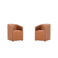 Manhattan Comfort - Lot de 2 fauteuils de salle à manger modernes Anna ronds 23,23 po en similicuir - couleur Saddle-Fauteuil de salle à manger moderne pour salle à manger et usage de travail lot de 2