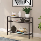 Hudson&Canal Sivil 42"W Console Table - Blackened Bronze-Hand crafted blackened bronze finish is applied to the steel frame