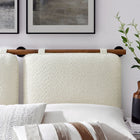 Modway Anela Wall-Mounted Chenille Upholstered King Size Headboard - Cream Walnut-Rubberwood Bar
