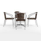 Flash Furniture – Table ronde de 23,5 po en aluminium avec 4 sièges en rotin, intérieur/extérieur (TLH24RD020CHR4)-Assemblage nécessaire