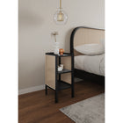 Manhattan Comfort Versailles 11.81" Industry Chic End Table 2-Piece Set - Black/Natural Cane-Fine Natural Cane Made from Authentic Wooden Rattan