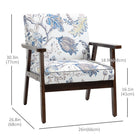 HOMCOM - Fauteuil d’appoint moderne avec siège rembourré - pieds en bois pour chambre - multicolore-Les pieds réglables assurent la stabilité sur un sol irrégulier 
