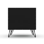 Manhattan Comfort Rockefeller 20.08" Mid-Century Modern 2-Drawer Nightstand 2-Piece Set - Black-Home Assembly Required. All Hardware Included