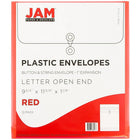 JAM PaperEnveloppes en plastique ouvertes format lettre, 9 3/4 x 11 3/4 po, rouge, paq./12-5