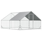 PawHut Galvanized Large Chicken Coop Cage Walk-in Enclosure - 9.8' x 13.1' x 6.6' - Silver-Suitable for raising chickens, rabbits, ducks, and other animals 