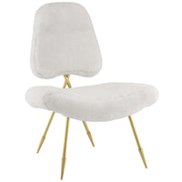 Modway - Ponder Fourrure en peau de mouton rembourrée Chaise longue - Blanc-Chaise lounge du salon ou de la chambre
