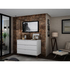 Manhattan Comfort Rockefeller 35.24" Mid-Century Modern Dresser - White-Choose Your Handle Design When the Product is at Your Home! Option for Cut-Out Edge Handle, or Flush Design Look.