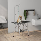 PawHut - Table de toilettage pour chien avec bras réglable en hauteur de 8 à 39 po-Étagère de rangement pour stocker le matériel de toilettage du chien 