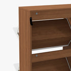 HOMCOM Shoe Cabinet with 4 Flip Drawers & Adjustable Shelves - Natural Wood-Colour: Natural