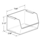 Azar - Petit bac de rangement empilable en plastique - Transparent - Paquet de 4-Accès à face ouverte pour une utilisation quotidienne pratique et des recharges rapides