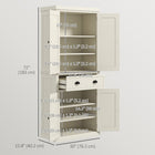 HOMCOM 72" H Freestanding Kitchen Pantry Cabinet with Drawer - Cream White-The front doors have a magnetic closure 
