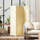 HOMCOM - Séparateur de pièce autoportant à 3 panneaux en bambou ondulé pour chambre, bureau intérieur - bois naturel-Conception pliable avec 3 panneaux, facile à déplacer et peu encombrant pour le rangement 
