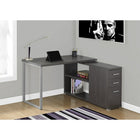 Monarch Specialties 7135 Computer Desk - Grey Left Or Right Facing Corner-Featuring open and closed storage with 3 handy storage drawers including a file drawer for standard or legal sized folders, an adjustable shelf to place a small printer, books, or documents for efficient organization.