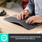 Logitech ERGO K860 Clavier Ergonomique Sans Fil - En Deux Parties-Parfaite Pression des Touches : Les touches ont la forme adaptée à vos doigts pour que vous tapiez avec confidence sur votre clavier AZERTY sans fil conçu pour le confort, précision et fluidité