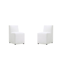 Manhattan Comfort Anna Square 18.9" Modern Faux Leather Upholstered Dining Chair - Cream - Set of 2-Modern Dining Chair for Dining Room and Task Use. Set of 2