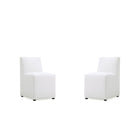 Manhattan Comfort - Lot de 2 chaises de salle à manger modernes Anna Square 48 cm, revêtement en similicuir crème-Chaise de salle à manger moderne pour salle à manger et usage de travail lot de 2