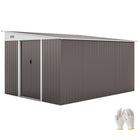 Outsunny - 11' x 9' Abri de Jardin en Acier, Maison à Outils Métallique Extérieure avec Portes Coulissantes Doubles et 2 Bouches d'Aération, Gris-Cadre en acier ondulé, galvanisé pour plus de solidité. Robuste et résistant à la rouille et à la corrosion