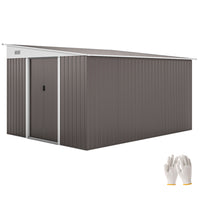Outsunny - 11' x 9' Abri de Jardin en Acier, Maison à Outils Métallique Extérieure avec Portes Coulissantes Doubles et 2 Bouches d'Aération, Gris-Cadre en acier ondulé, galvanisé pour plus de solidité. Robuste et résistant à la rouille et à la corrosion